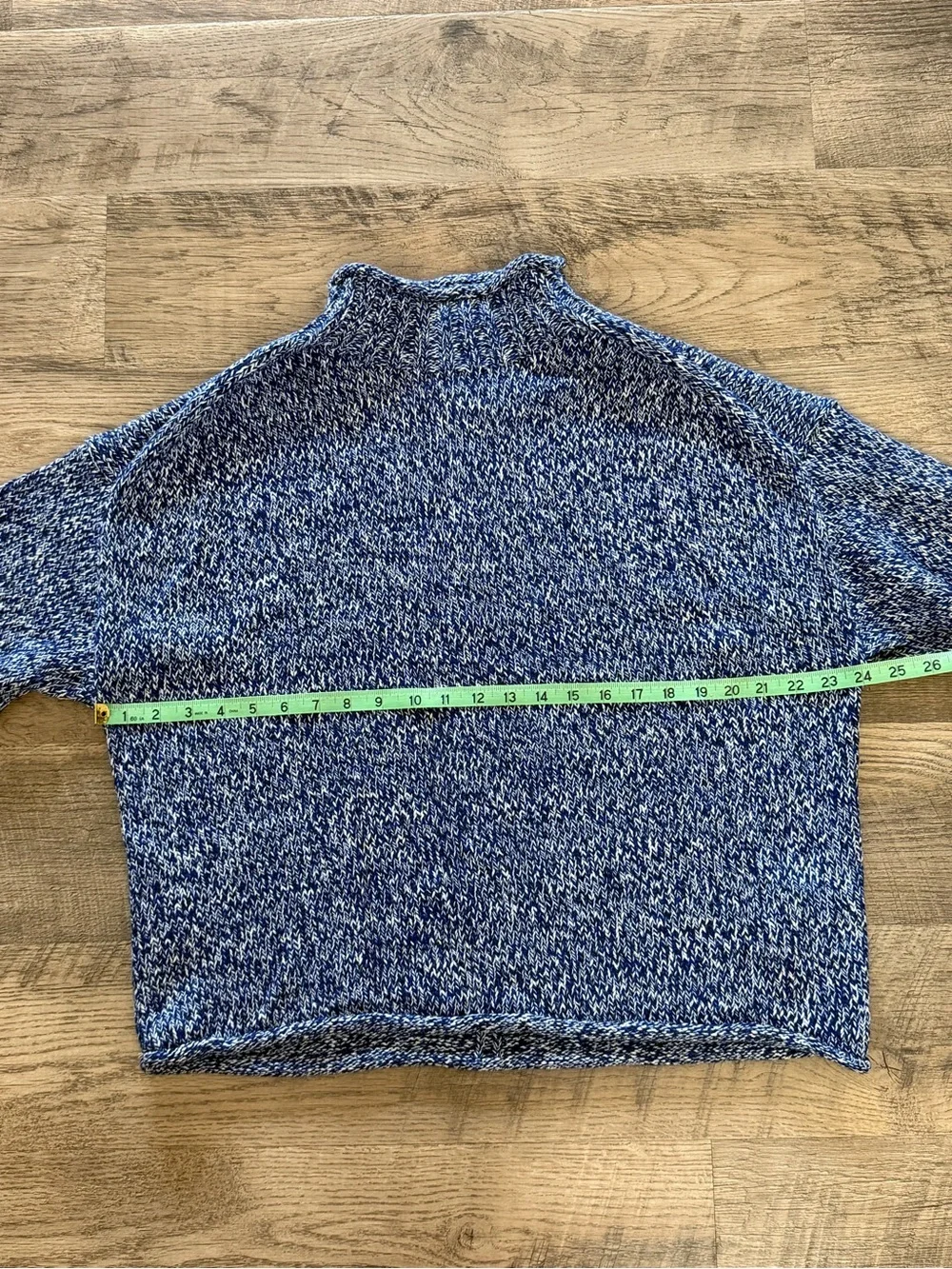 NWT 2025 J.Crew Marled Rollneck Sweater Blue Ivory Cotton Small